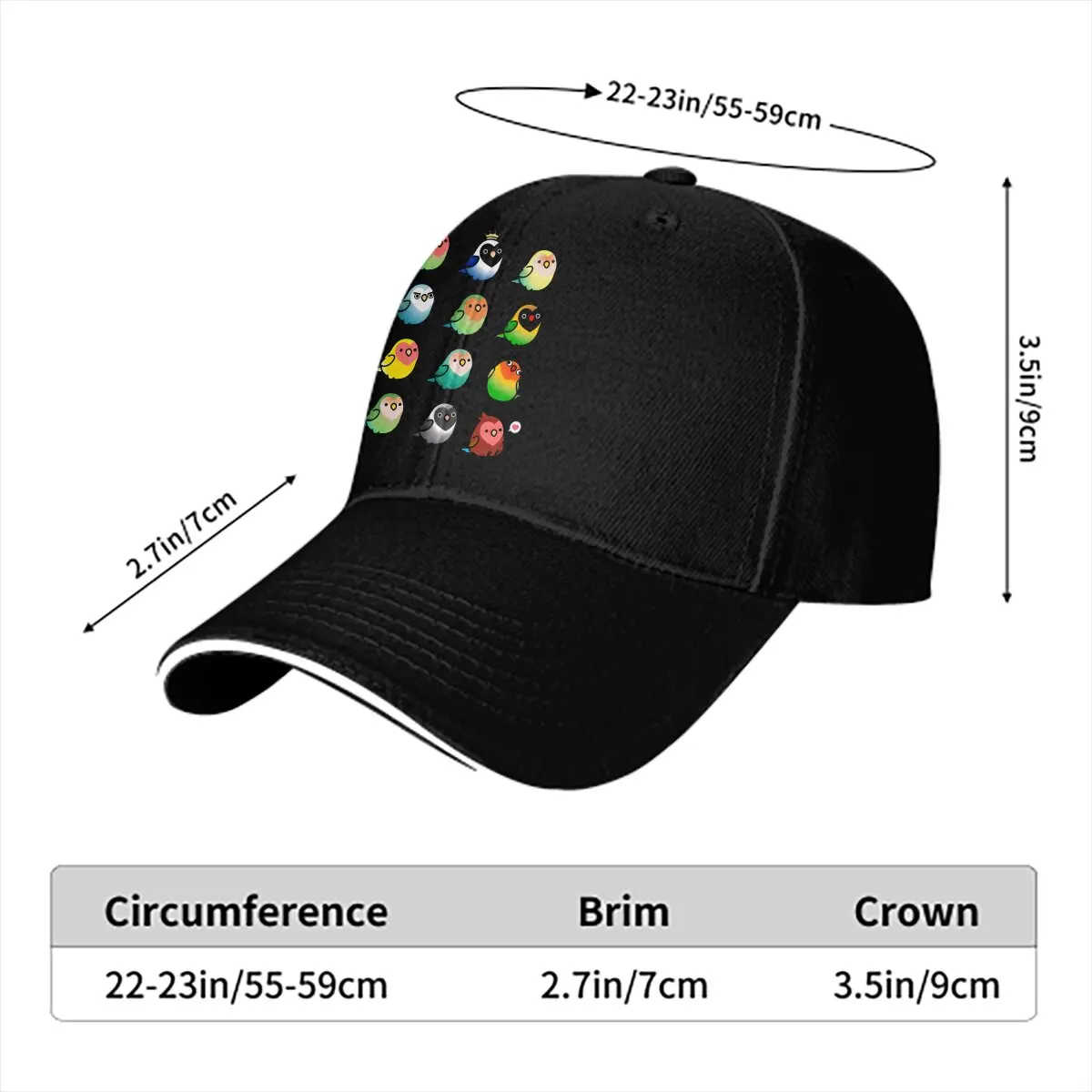 Chubby Lovebirds Baseball Caps Peaked Cap Parrot Birds Pet Sun Shade Hats for Men Women