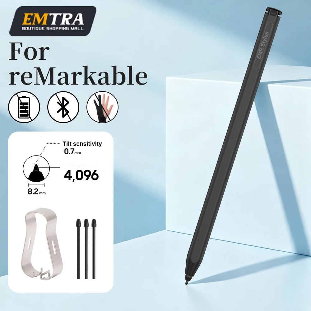 2026 EMR Stylus Pen for ReMarkable 2 Samsung BOOX 4096 Pressure Sensitivity Eraser Palm Rejection Tilt Sensing for Kindle Scribe