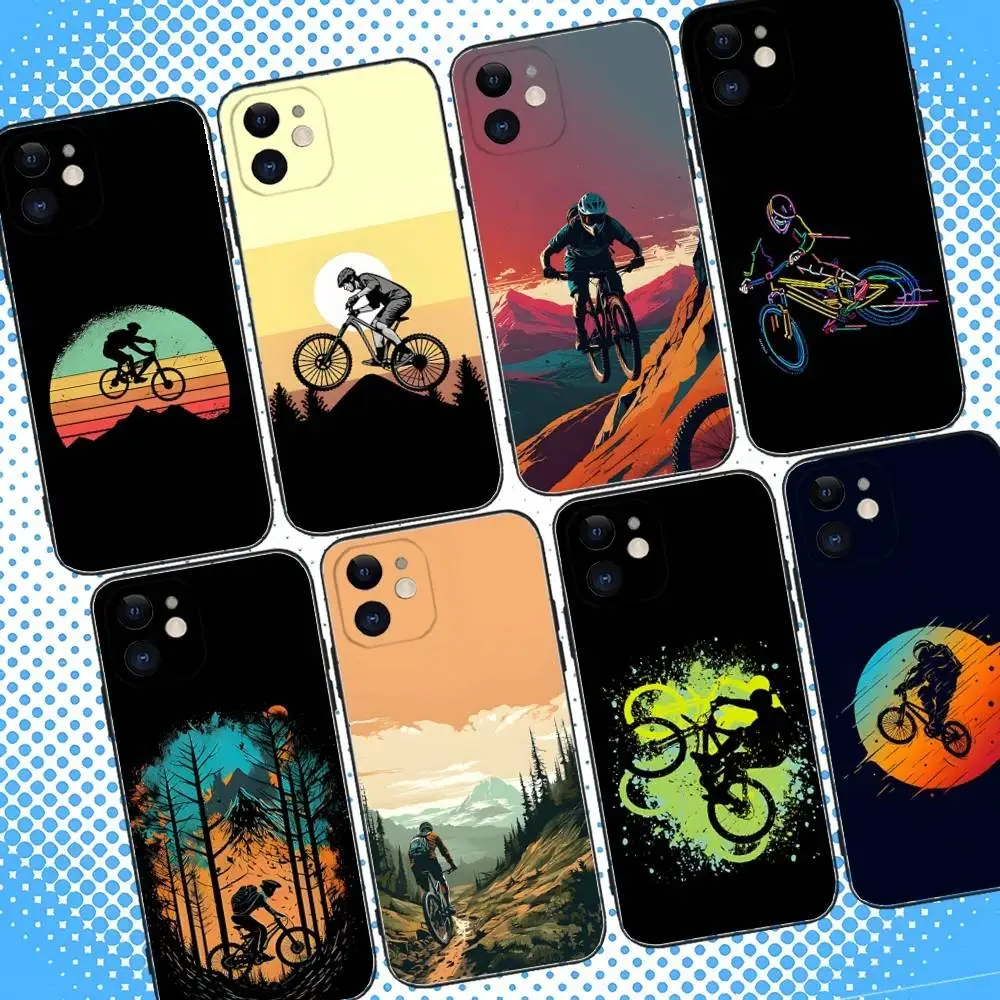 

Mountain Bike Bicycle MTB Phone Case For iPhone 17,16,15,14,13,12,11,Pro,Max,Plus,Air,X,XS,XR,SE,8,7,Mini,Soft Black Case