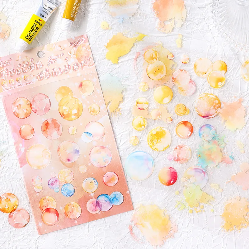 4pcs/lot Kawaii Stationery Stickers Glazed Sugar Heart Diary Planner Decorative Mobile Sticker Scrapbooking Journal Craft