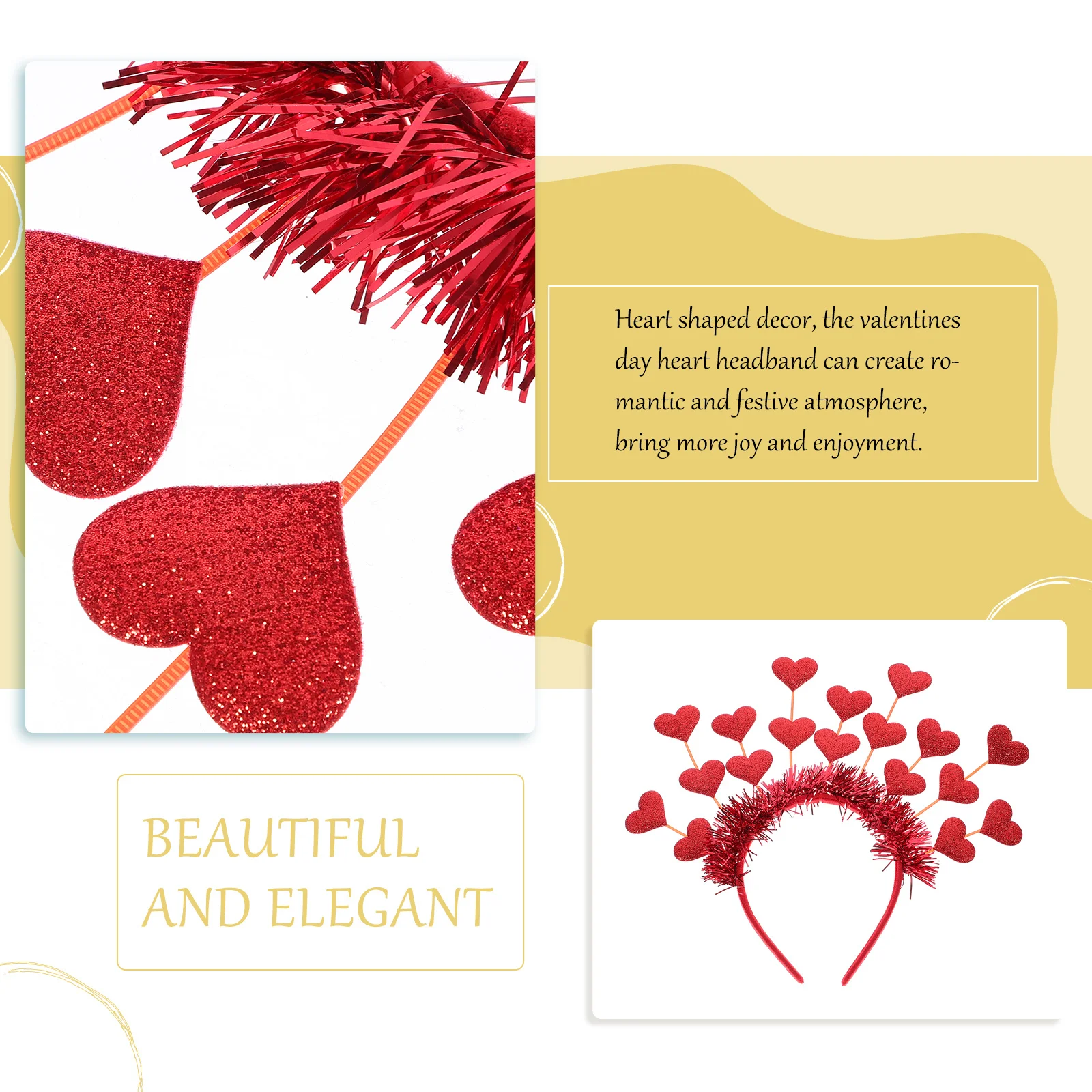 Red Heart Headband Valentines Day Hair Accessories Romantic Party Headband for Women Decorative Cute Heart Shape Hairband