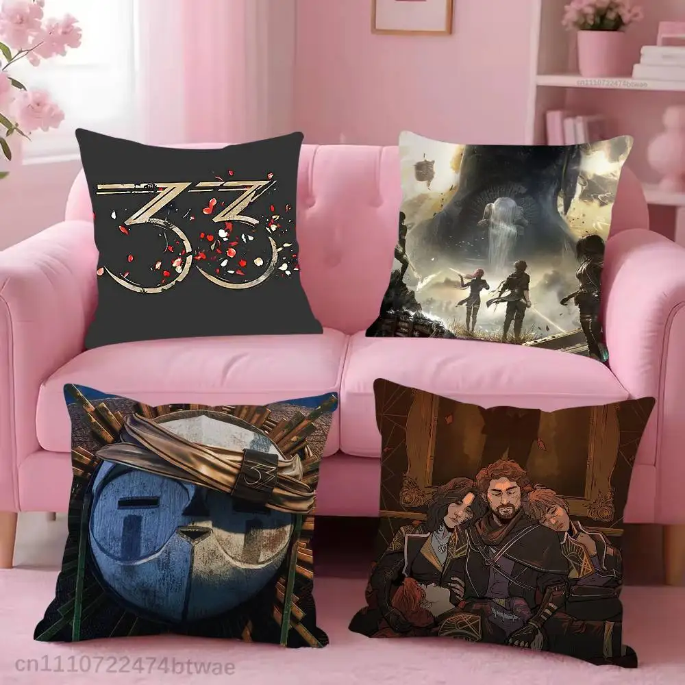 Gamer C-Clair Obscur E-Expedition Pillow Case For Sofa Bedroom Living Room Plush Cushion Cover Decorations and Protector