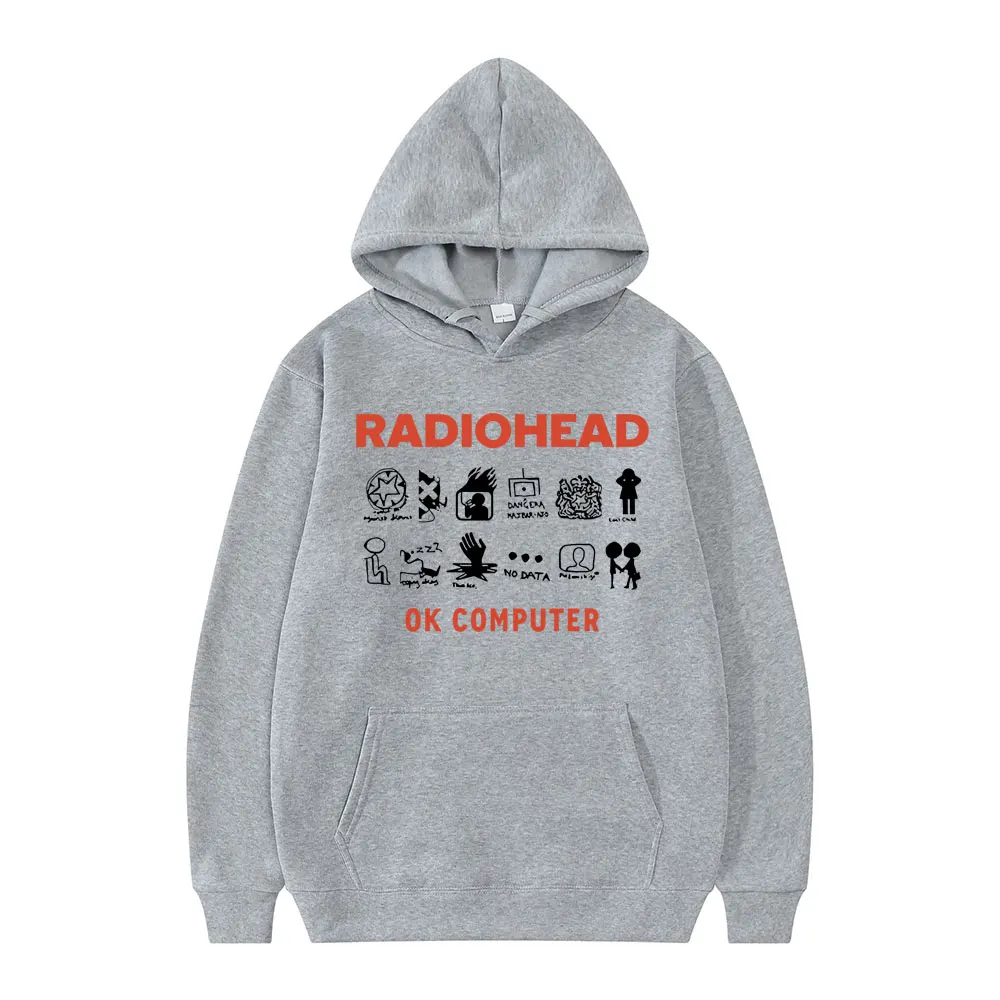 Rock Band Radiohead Hoodie OK Computer Music Album Graphic Pullover Hip Hop Sweatshirt Men\'s Clothing Loose Tracksuit Streetwear