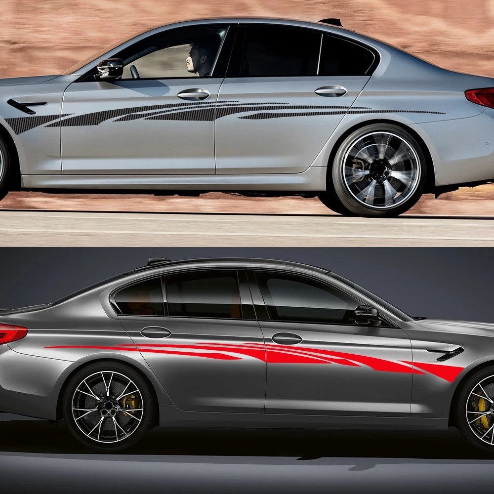 Racing Car Side Body Stickers For BMW 5 Series F10 G30 F90 M5 Sedan Sport Graphic Vinyl Decals Car Side Skirt Decoration Sticker view 4