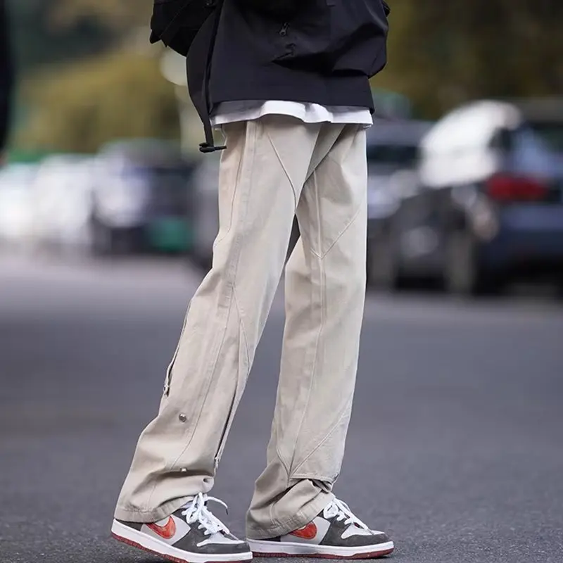 

Модные и модные свободные укороченные брюки прямого кроя для мужчин, повседневные брюки и брюки рабочей одежды.