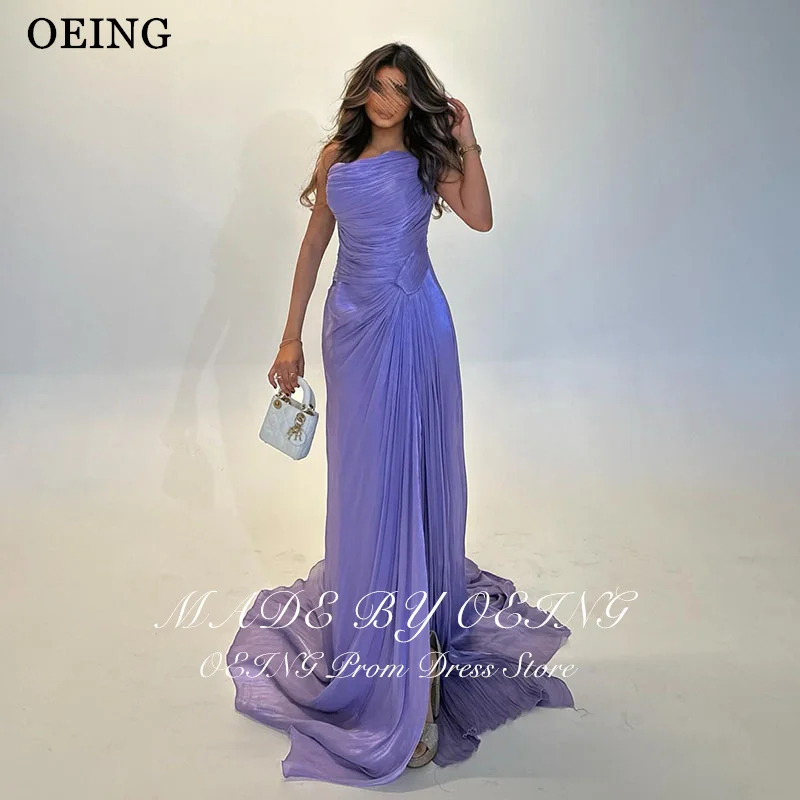 OEING Mermaid  Light Purple Prom Dresses One Shoulder Party Gowns Pleats Side Slit Floor-Length Organza Dress 2025 Customized