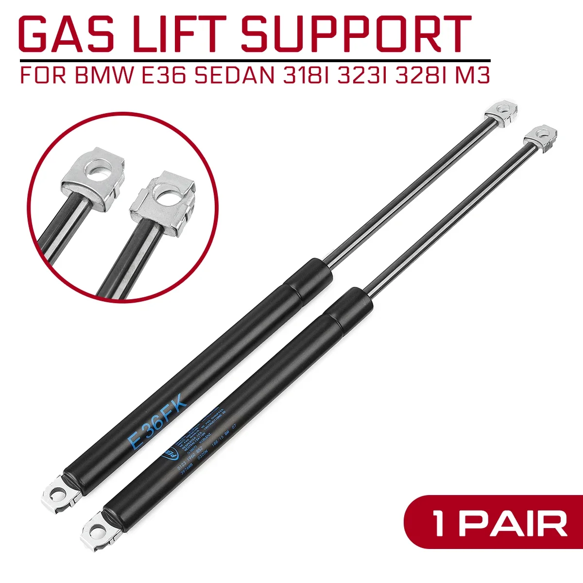 1Pair For BMW E36 Sedan 318i 323i 328i M3 Car Struts Bars Bonnet Hood Lift Supports Props Rod Arm Gas Springs Shock Struts