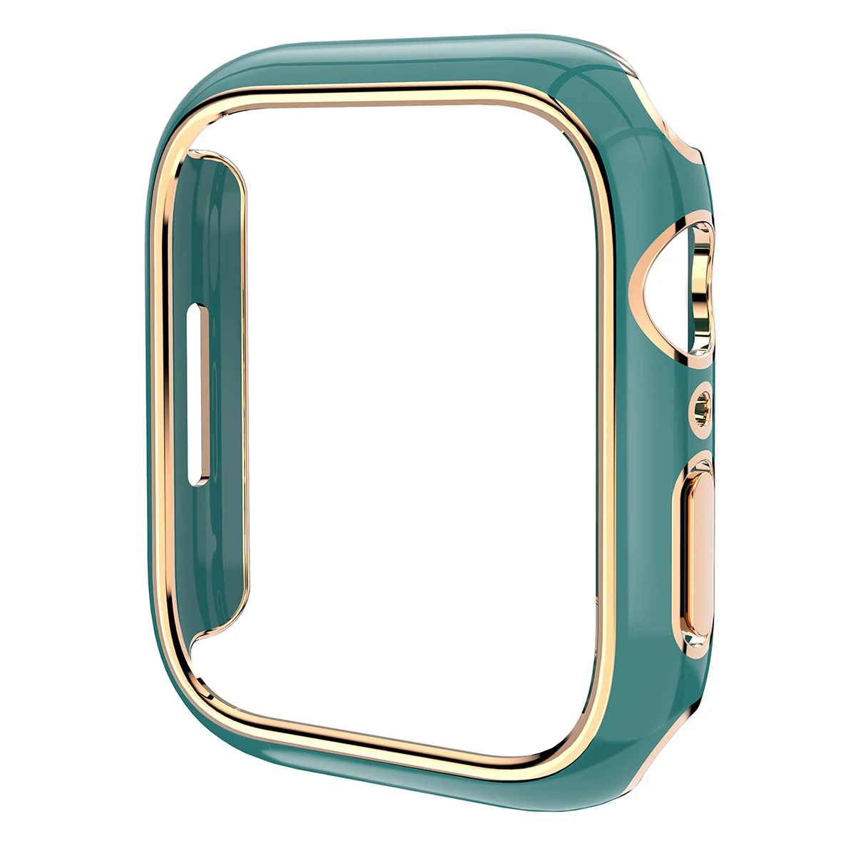 Compra para Apple Watch Series 9/8/7 Caja de reloj de 45 mm Cubierta de reloj de PC galvanizada de liberación rápida - Verde / Rosa Gol