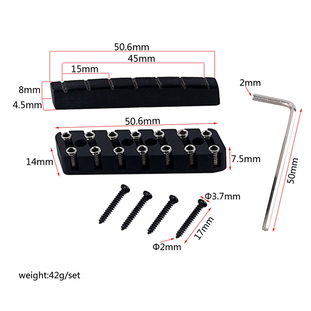 6/7/8 String Headless Guitar Bridge Nut Guitar Fixed Saddle Bridge Nut Set Replacement Parts for Electric Guitar Parts Accessori