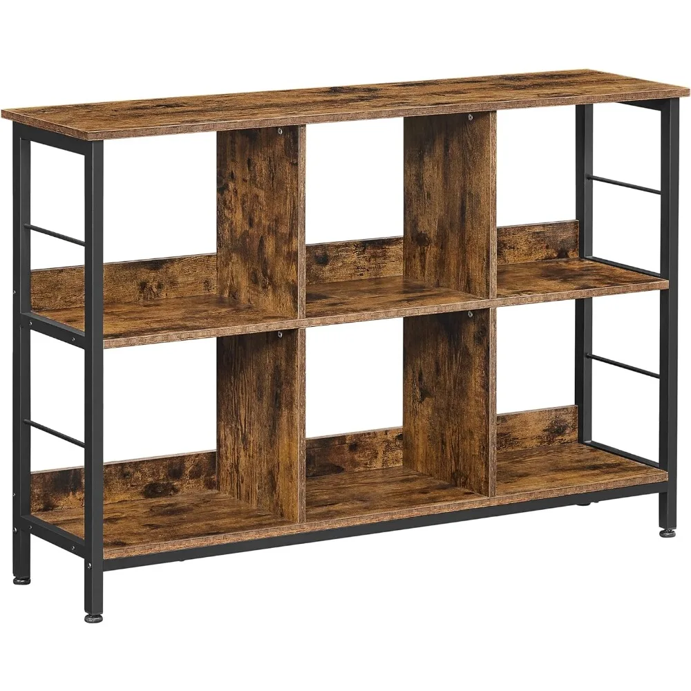 Bookshelf, Cube Shelf, Console Table, TV Stand with 6 Storage Cubes, for Office, Living Room, Bedroom