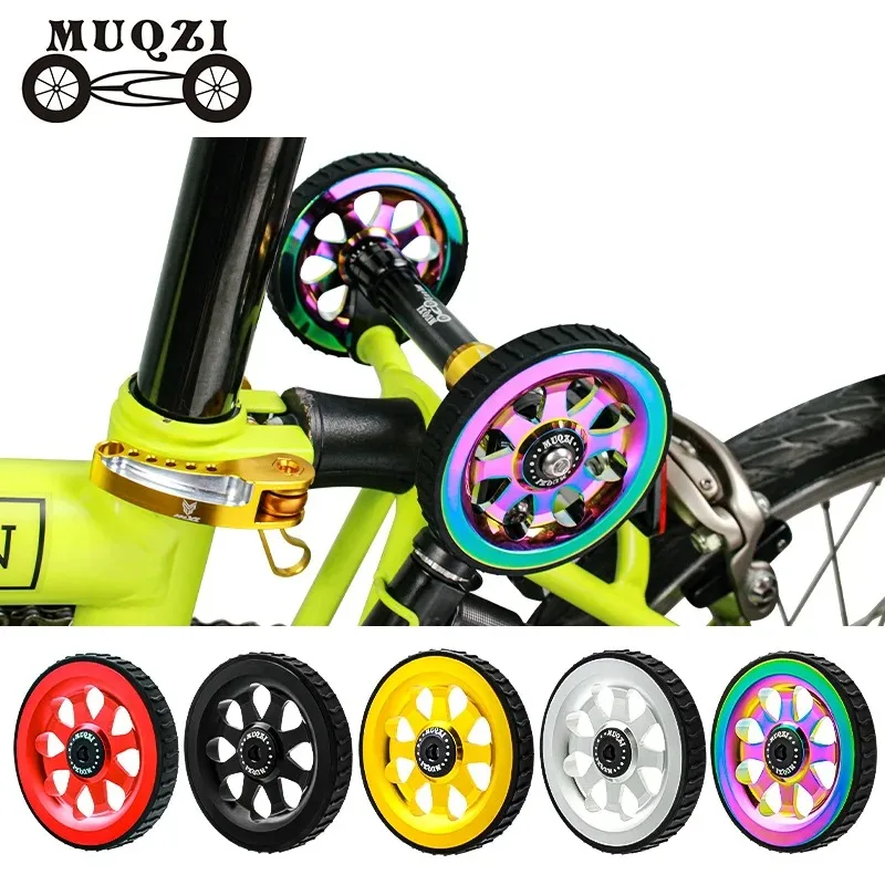 MUQZI 82mm Easy Wheel Ceramic Bearing Wheels for Brompton Bike, Upgraded Widened Rear Rollers Folding Bicycle Accessories