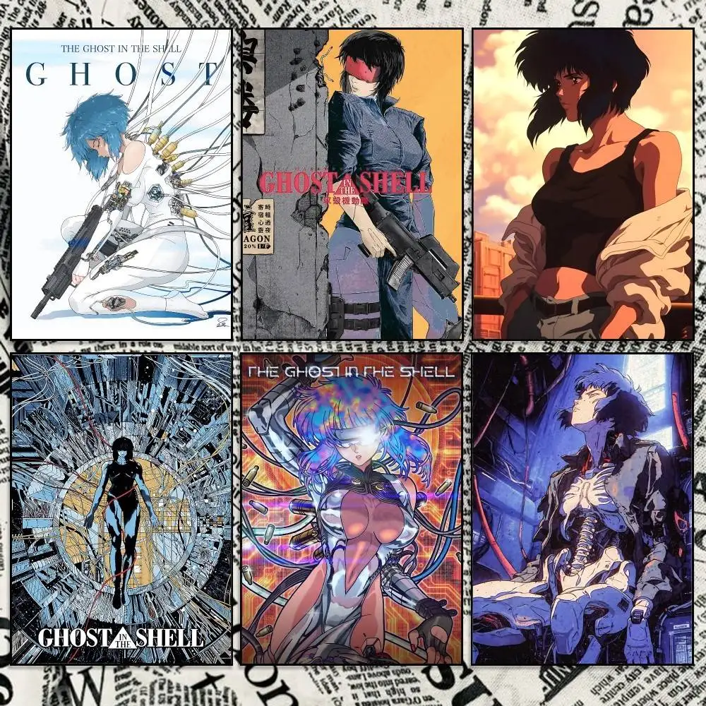 The Major GitS Motoko Kusanagi Poster Self-adhesive Waterproof Paper Sticker Coffee House Bar Room Wall Decor