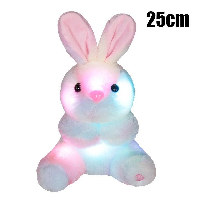 25cm brilho no escuro coelho rosa brinquedo de pelúcia luz noturna animal de pelúcia perfeito como presente do companheiro da hora de dormir das crianças