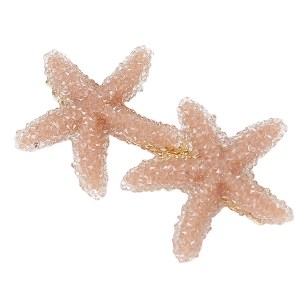 Glitter Starfish Hair Barrettes Clips for Girls Hairpin Mermaid Alloy Women's Sea Pins