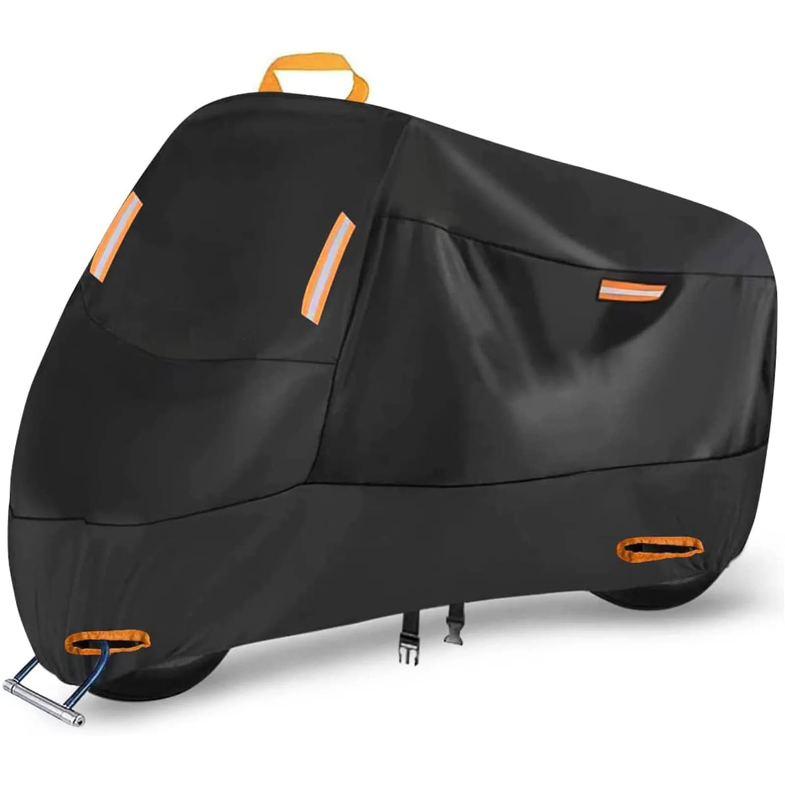 

210D Waterproof Motorcycle Cover UV-Resistant Outdoor Tarp Scooter 210T Polyester Oxford Dust Rain Snow Protection w/Storage Bag
