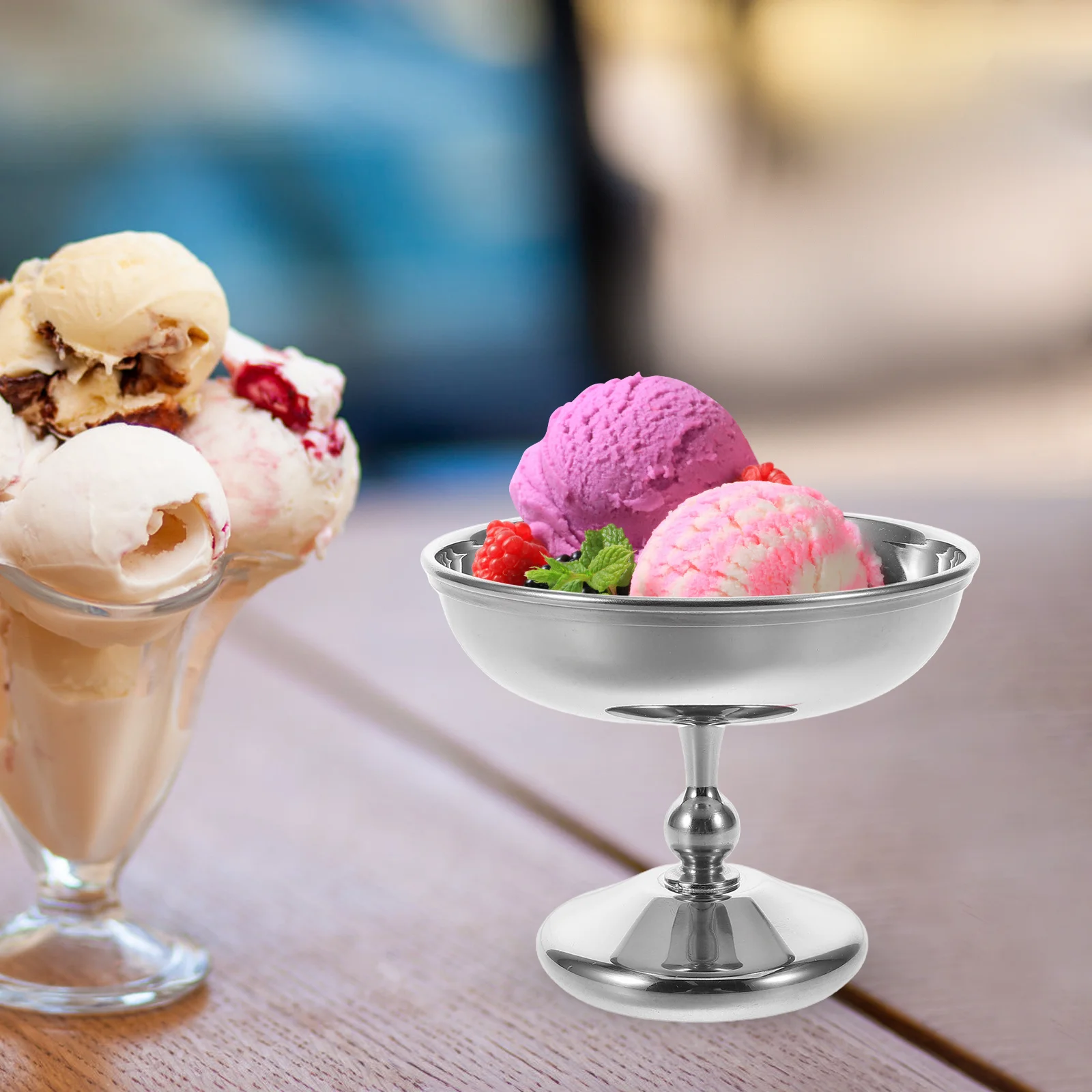 

Vintage Stainless Steel Footed Dessert Cup Sturdy Design for Ice Cream Yogurt Sauce Serving Bowl Snack Bowl Cup