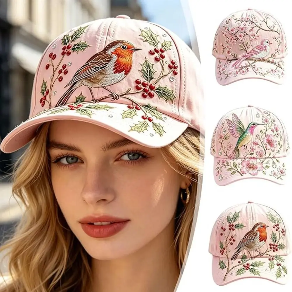 Breathable Garden Morning Cap Soft Cotton Animal Pattern Sports Sun Hat Hummingbird Flowers Animal Floral Pattern Baseball Cap