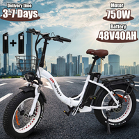 Electric Bike 750W Brushless Motor 48V40AH Lithium Battery Aluminum Alloy Electric Bicycle 20*4.0 Inch Fat Tire Folding E-bike