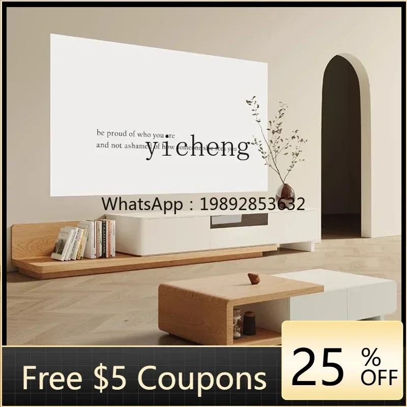 A1  TV Cinet Solid Wood Retractle Home Modern Minimalist Floor Living Room Stretch TV Stand Tea Tle Combination