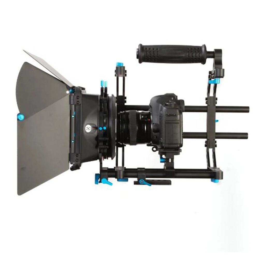 مجموعة أدوات قياسية من سلسلة Fotga DP صندوق غير لامع + مقبض علوي مع دعامة C + لوحة دعم قضيب السكك الحديدية 15 مم لنيكون كانون سوني BMCC