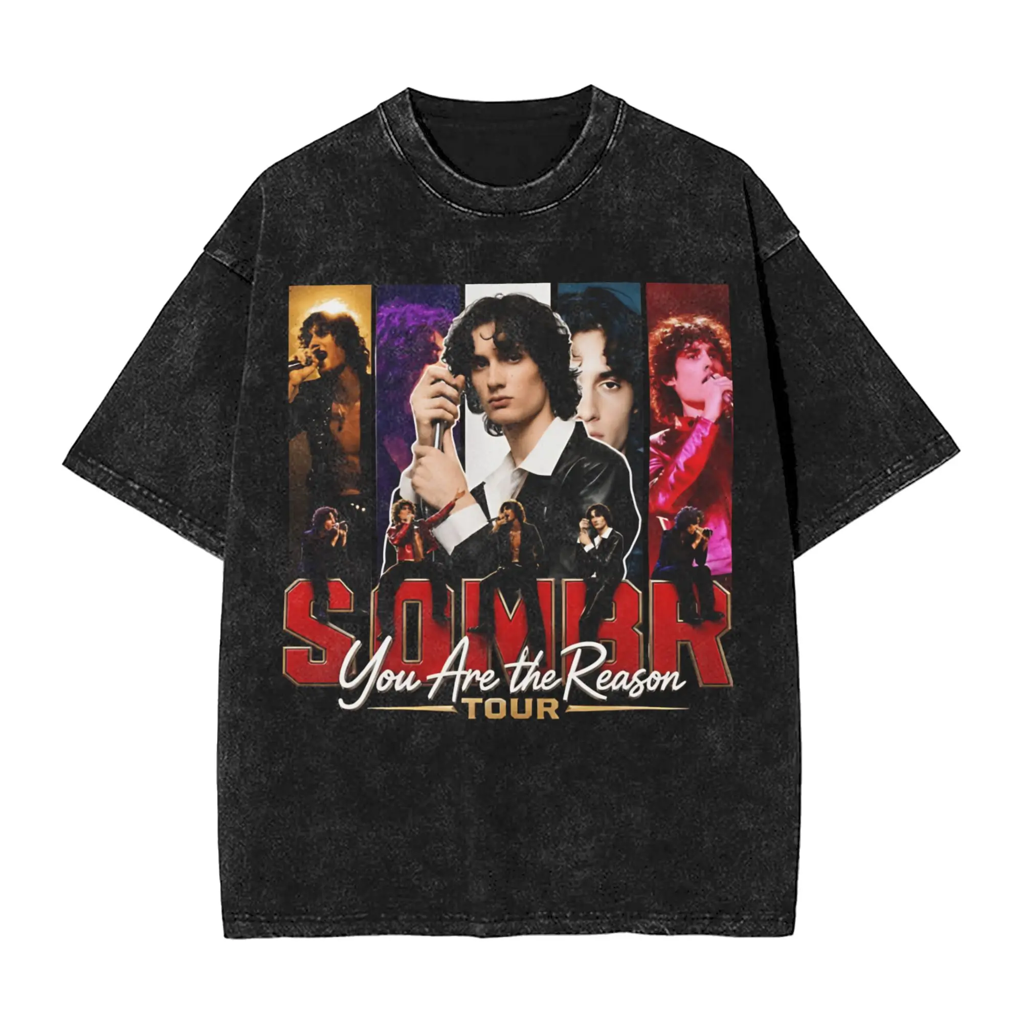 Harajuku Washed Shirt Sombr Youare The Reason World Tour 2026-2027 Accessories Vintage T-Shirts Harajuku Streetwear
