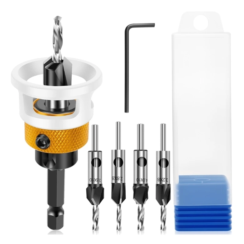 

652F Countersink Drill Bits With Depth Stop Shank Hole Opener Woodworking Aluminum Limit Drilling Tool Chamfering