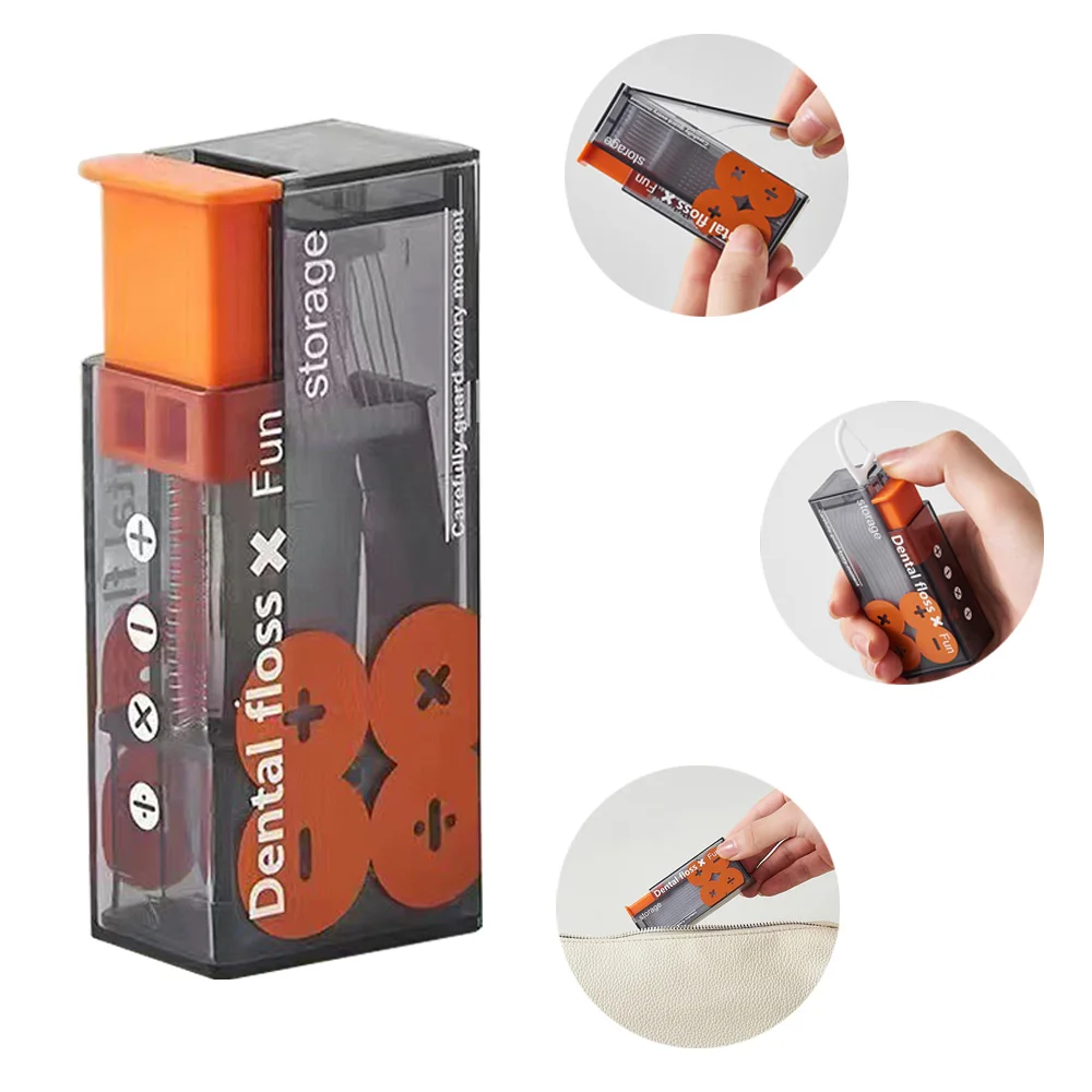 1 buah - kotak benang gigi mini yang nyaman - Membersihkan celah interdental - Penting untuk trav ( Dilengkapi dengan 1 kotak benang gigi 50 buah)