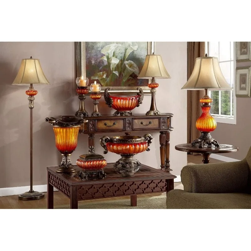 OK-4283T مصباح طاولة كهرماني ذهبي مقاس 30.50 بوصة