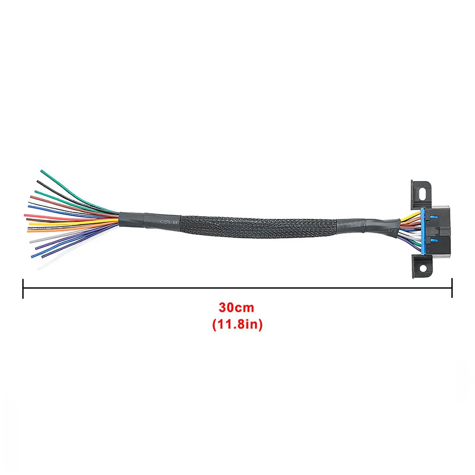 Cabo obd2 de 16 pinos, conector de fiação automática, chicote de cabos 12 "/30cm com suporte de montagem underdash, kit de reparo, cabo rabo de porco