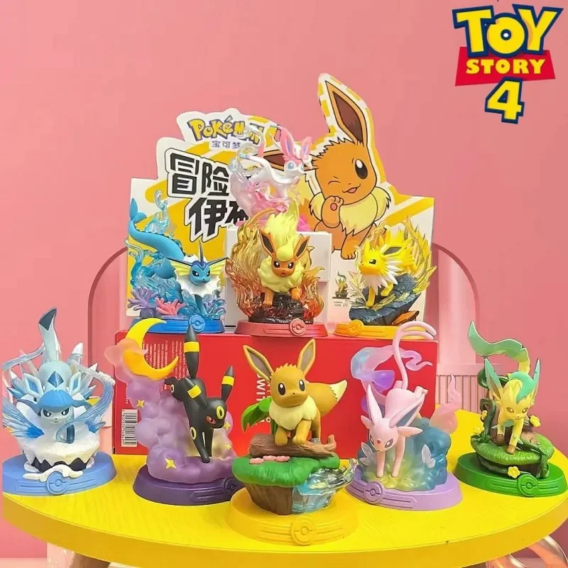 

In Stock Pokemon Figure Adventure Eevee Series The Second Series Figure Sylveon Vaporeon Anime Figure Model Cute Toys Gifts