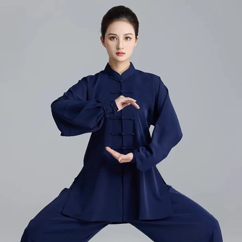 Tai Chi Suit Kung Fu Uniform for Men Women Chinese Martial Arts Clothing Lustrous Sheen Fluid Drape Loose Fit Performance Wear