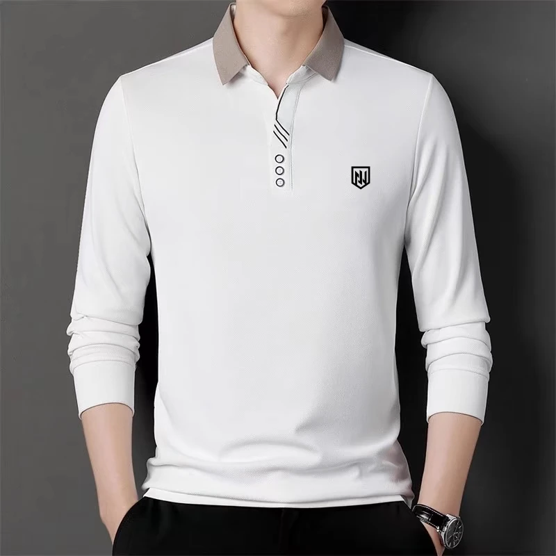 Kemeja POLO golf Pria, baju golf Pria Musim Semi dan Musim Gugur, baju golf slim-fit kerah modis, pakaian golf nyaman bersirkulasi