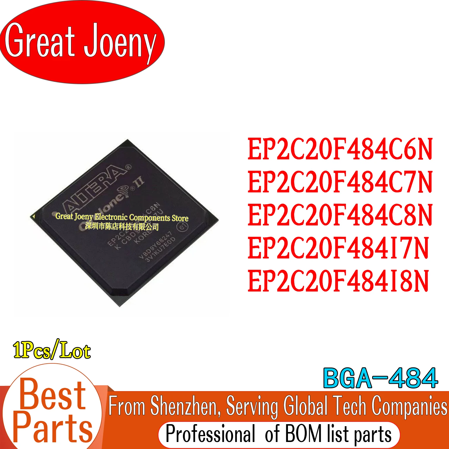

100% New Original EP2C20F484C6N EP2C20F484C7N EP2C20F484C8N EP2C20F484I7N EP2C20F484I8N IC Chipset FBGA-484