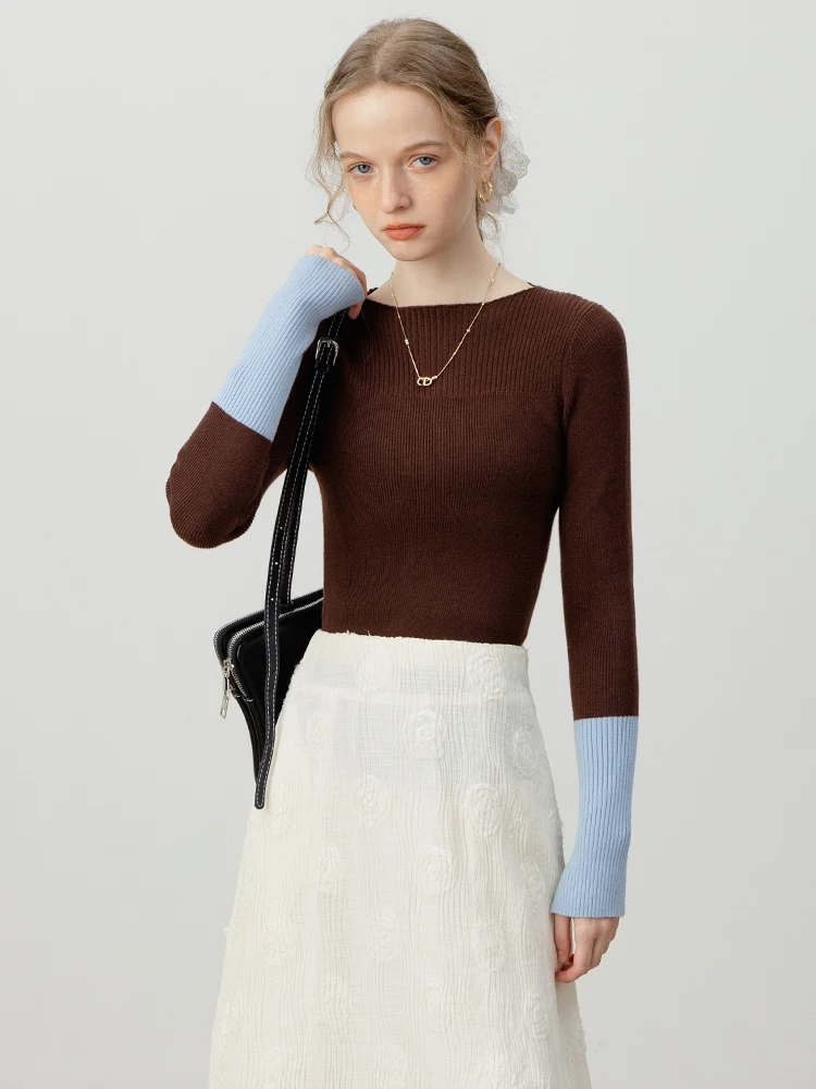 

Slim Fit Long Sleeve round Neck Knitted Sweater Women Base Shirt Inner Wear Casual Style Polyester Fiber Eggka Brand