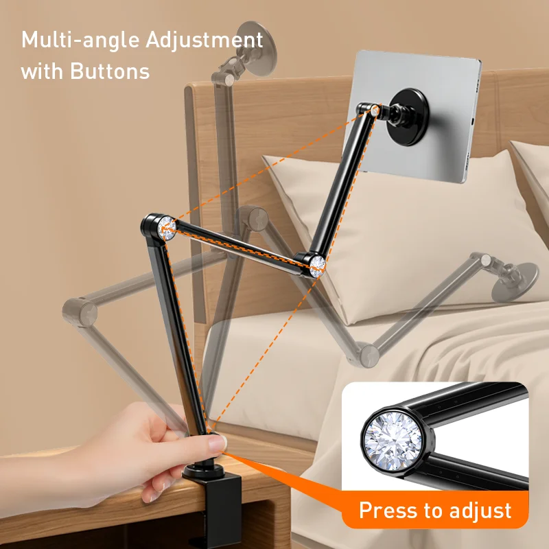 360 ° Soporte Ajustable para Teléfono y Tableta, Soporte Metálico Flexible Antideslizante para Escritorio y Uso en Cama