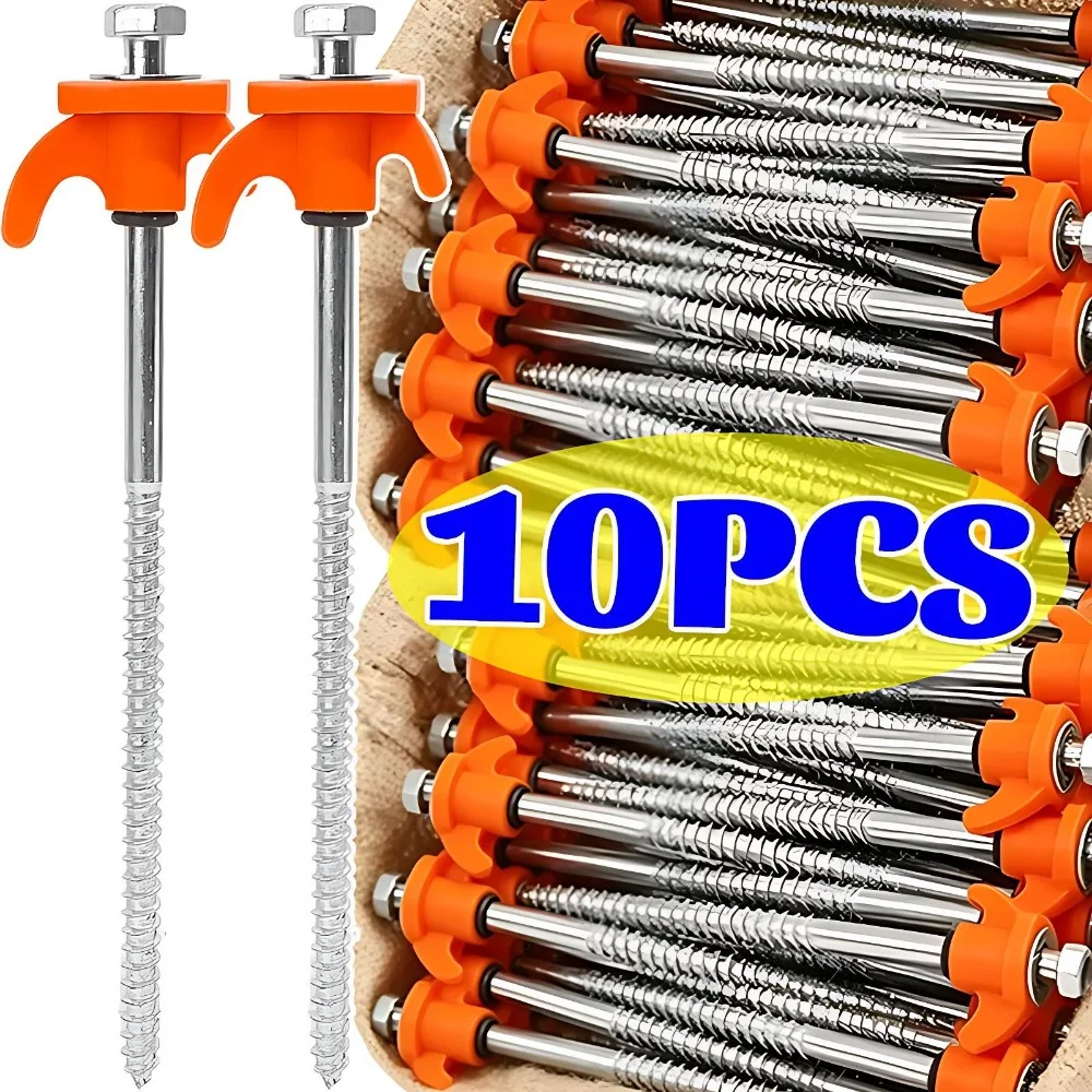 Estacas de Tenda Hexagonais com Rosca Espiral, Pregos de Aço Carbono para Solo Duro, Âncora de Fixação para Toldo e Lona, Kit de Equipamento de Camping Reforçado