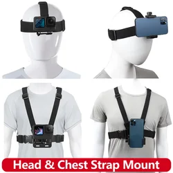 Accessories Kit Head & Chest Strap Mount Adjustable Phone for GoPro insta360 DJI OSMO Nano SJCAM AKASO Action Caemra Smartphones