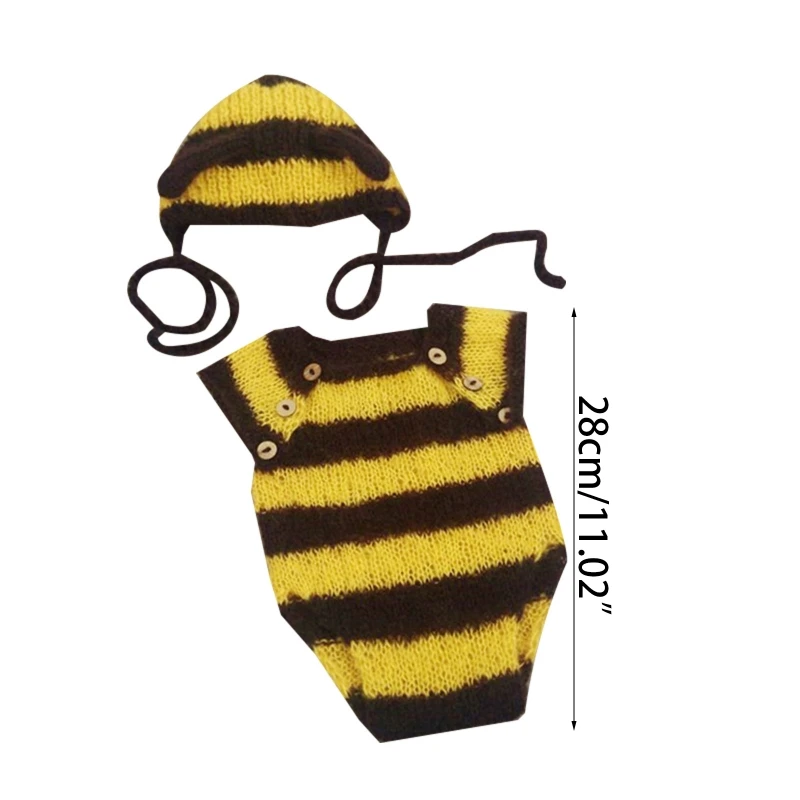 Cute Bee Costume for Newborn Baby Photography Props Baby Boy Girls Bee Costume  Crochet Baby Photo Prop H055