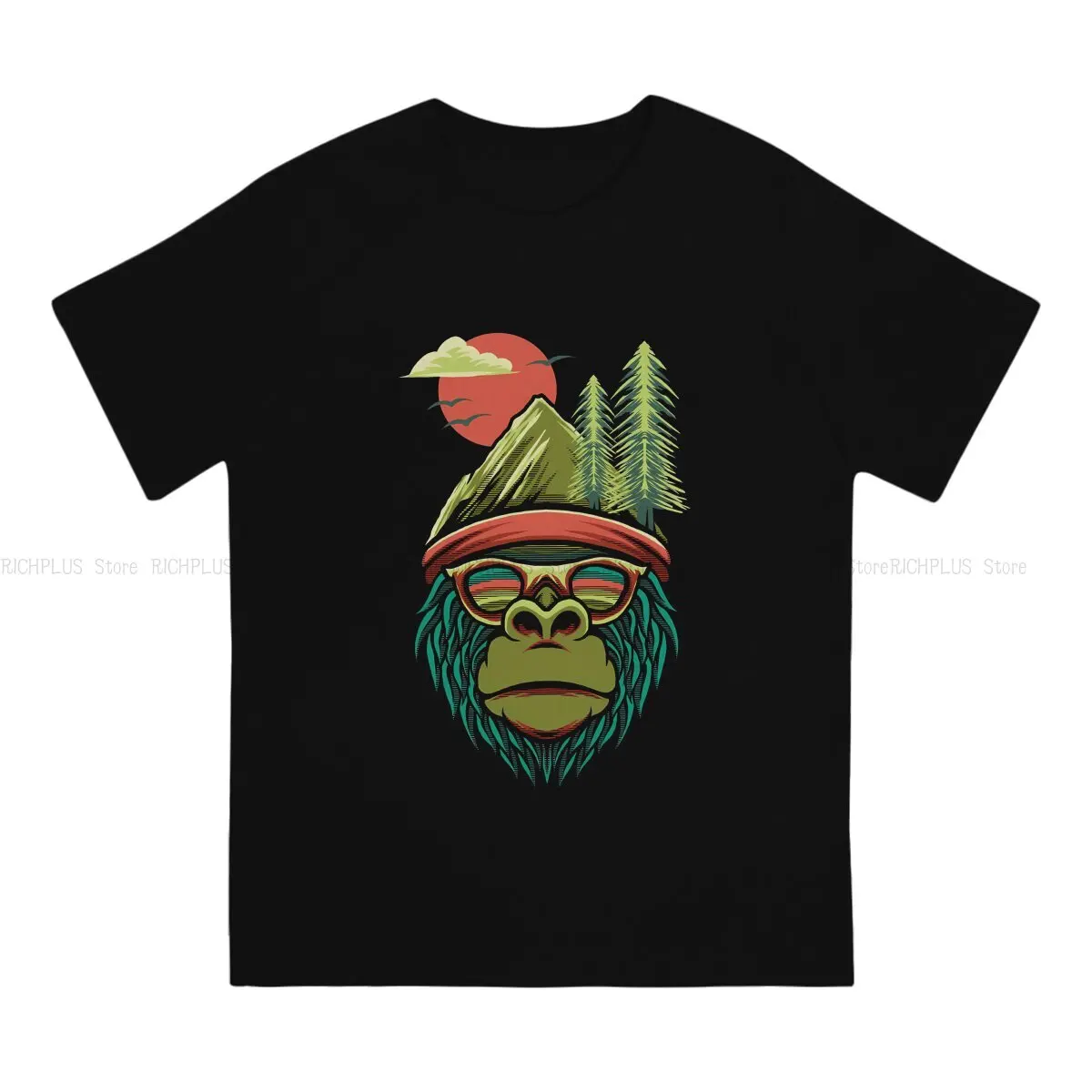 Monkey Island Game Creative TShirt for Men Monkey Mountain Round Neck Polyester T Shirt Hip Hop Birthday Gifts Streetwear