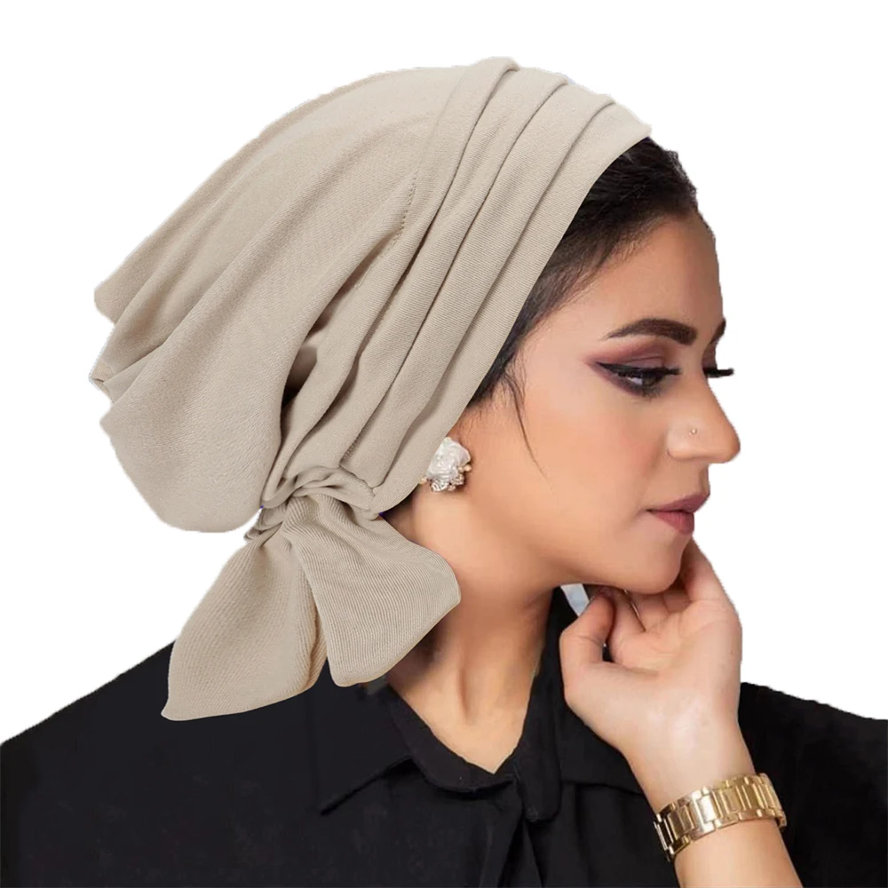 Moslim Vrouwen Hijab Muts Geplooide Ruche Voorgebonden Tulband Chemo Cap Wrap Haaruitval Kanker Mutsen Hoeden Cover Islam Hoofddoek