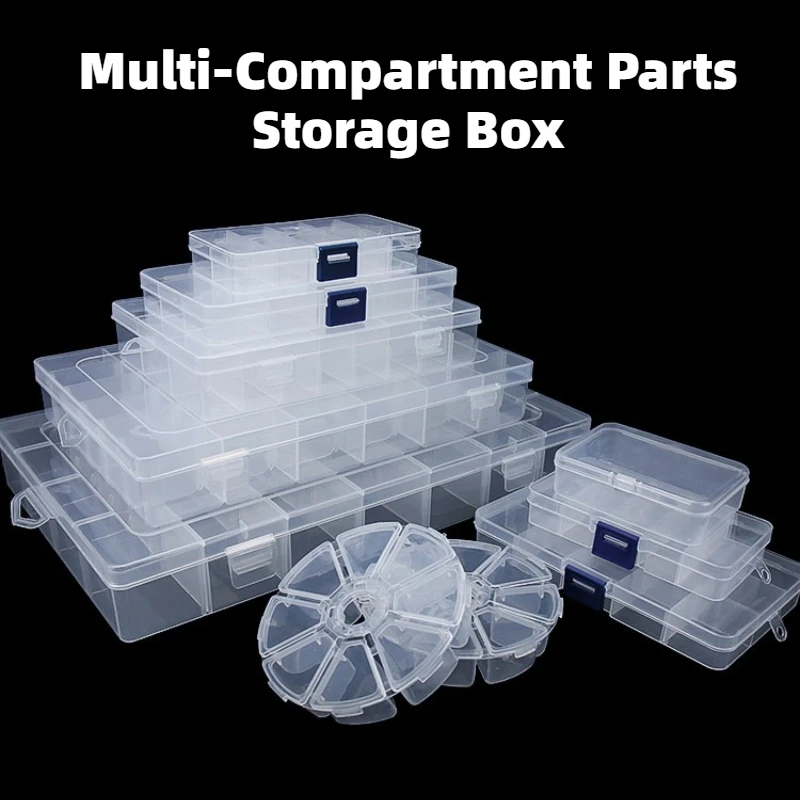 Transparent Plastic Storage Box Removable/Fixed Non-removable Dividers Storage Case For DIY Crafts Earing Jewelry Storage Case