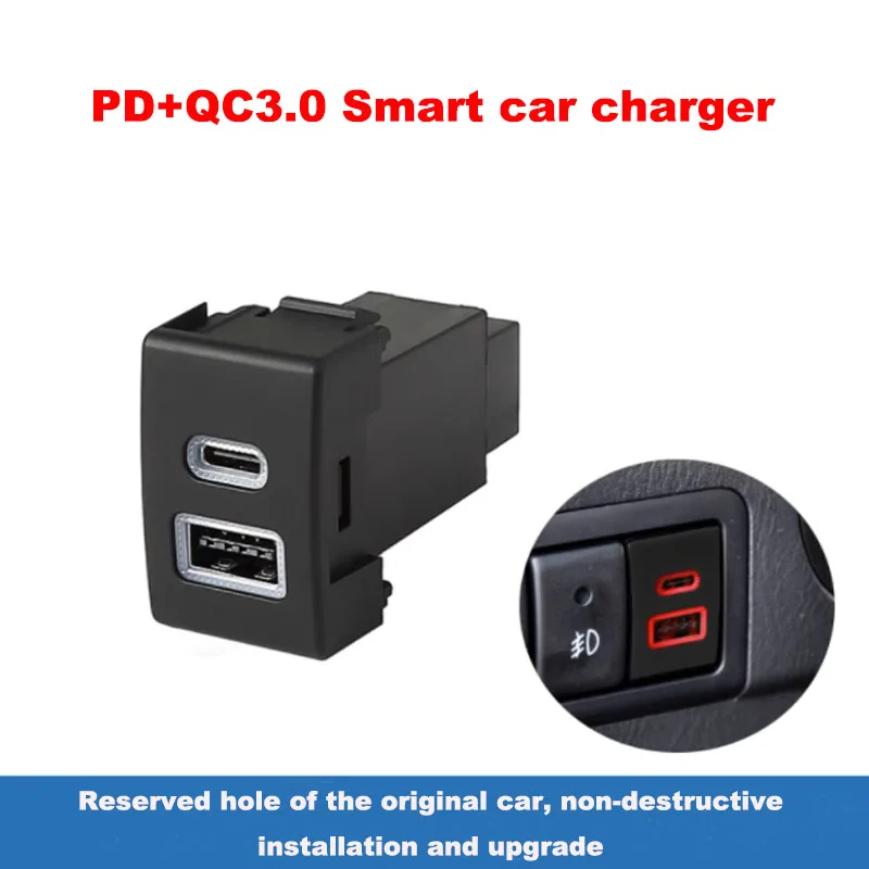 Car Charger Socket QC3.0 Dual USB PD Type C 12V Charging Outlet Power Adapter Phone For Suzuki Jimny 07-15 Wagonr WagonrX5