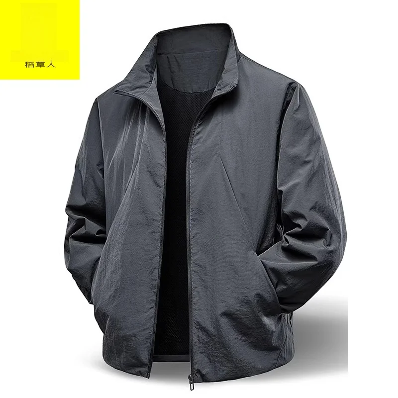 

Men's Casual Jaet Coat Breathable Outdoor Lightweight Spring Autumn Stand Collar Busin Sle Long Sve Zipper Closure