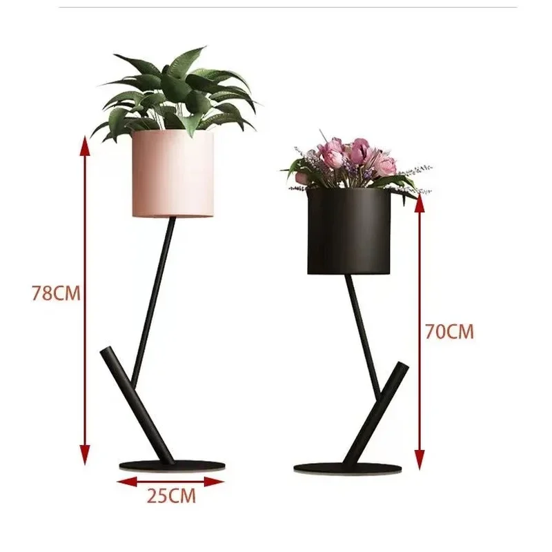 Nordic Wrought Iron Living Room Plant Shelves Minimalist Cafe Flower Pot Stand Creative Indoor Balcony Floor-standing Plant Rack