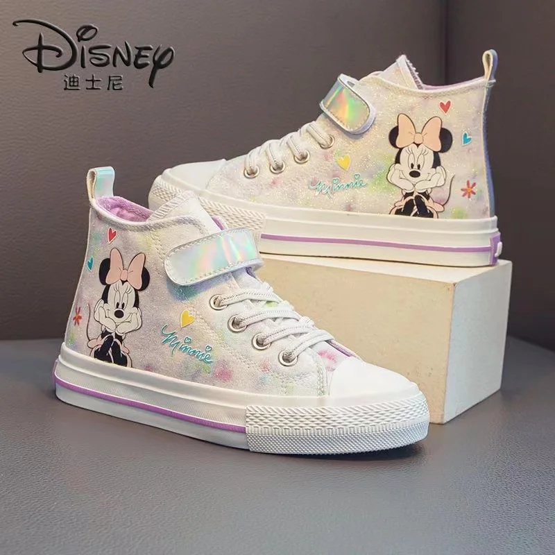 Minnie Mouse spring autumn high-top canvas girls shoes princess new cartoon baby canvas shoes children\'s student casual shoes