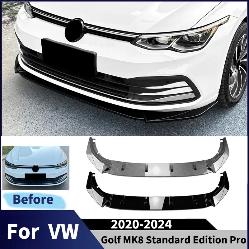 

For VW Golf 8 MK8 Standard Edition Pro 2020-2024 Front Bumper Splitter Lower Front Blade Diffuser Lip Automobiles Guard Board