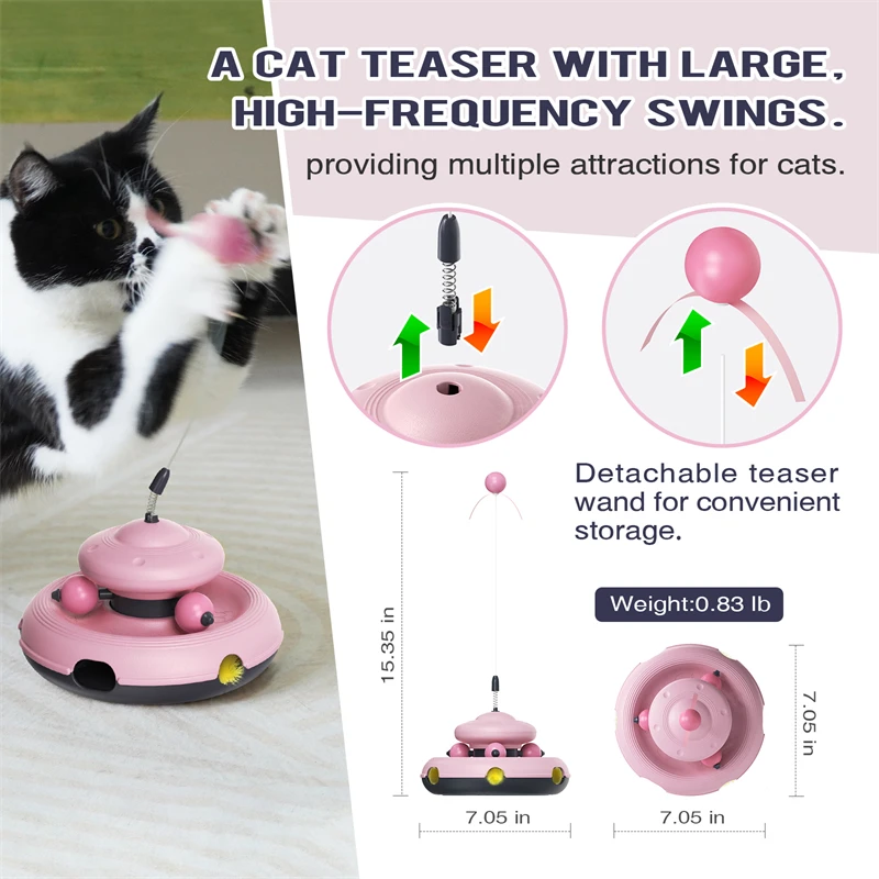 3in1 Mulit-cat Toy Cat Teaser Wand Feather Tracking Balls Weight Loss Enhance Intelligence Relieve Anxiety Kitty Interactive Toy