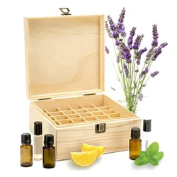 Essential Oil Wooden Storage Box 12/25 Slots Carry Organizer Essential Oil Bottles Aromatherapy Container Storage Box Case