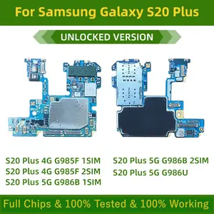 Bilashmart 100% Working Samsung Galaxy S20 Plus 4G G985F logic board S20Plus 5G G986B G986U Motherboard Chips unlocked mainboard