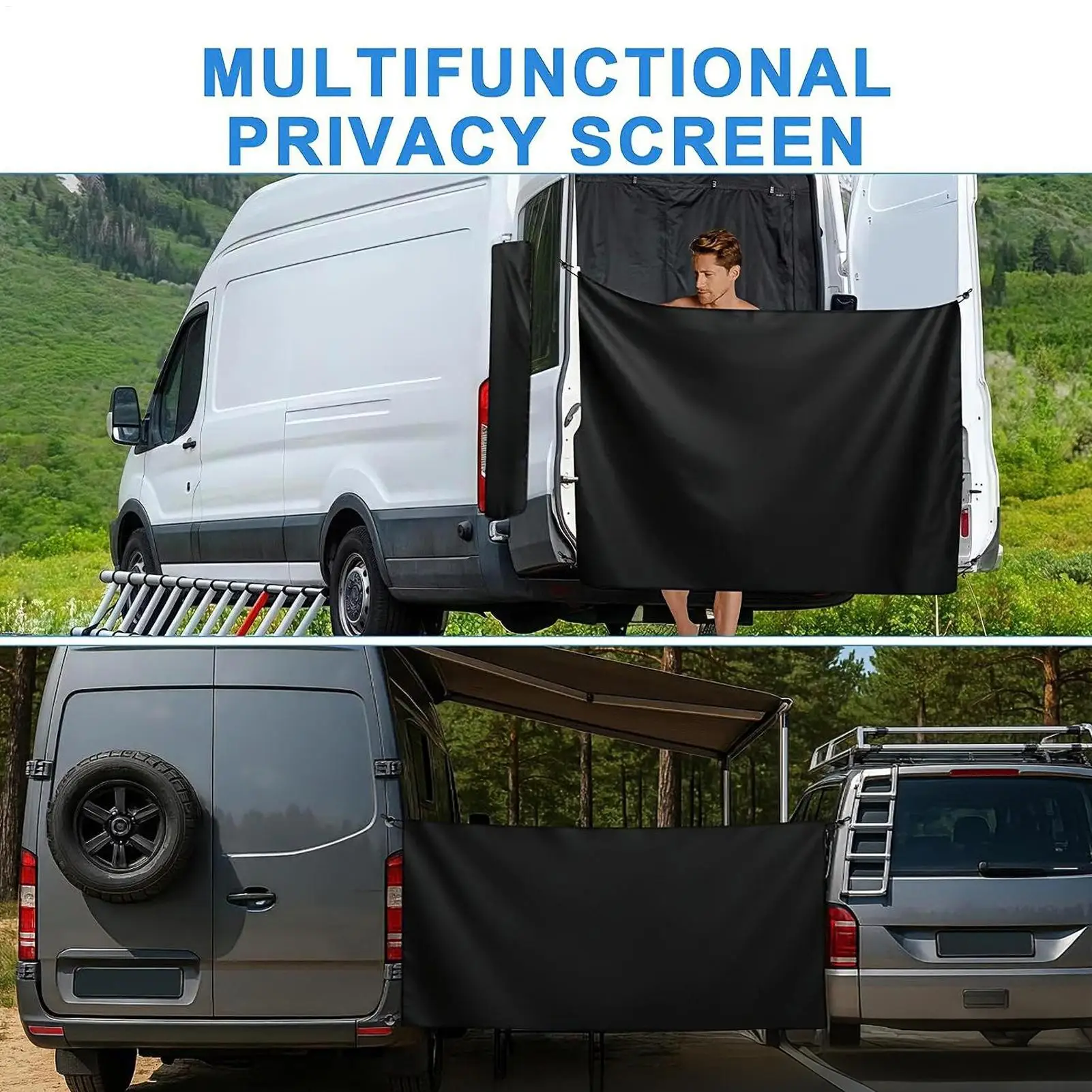 Tenda per porta posteriore per camper, magnetica, impermeabile, regolabile, per privacy, con ganci magnetici, per camion, SUV, roulotte, viaggi all'aperto